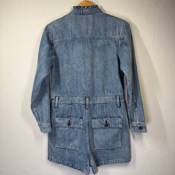Women's Hudson Long Sleeve Denim Blue Jean Romper Size Small - Picture 5 of 8
